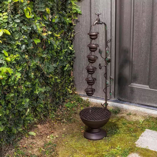 Outdoor Indoor 6-Tier Hanging Cups Water Fountain in Bronze Finish - Tampa Home & Garden Store