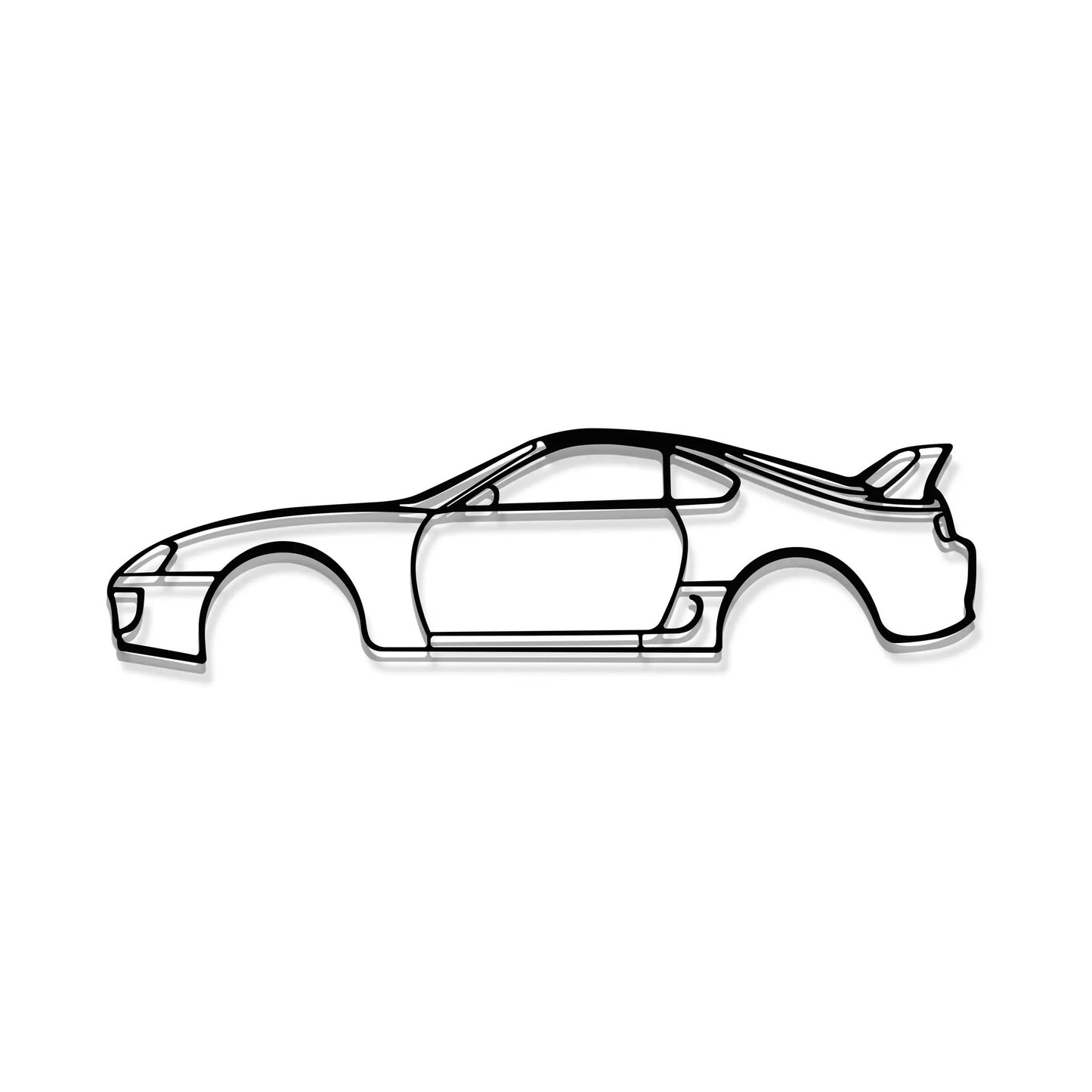 Supra MK4 metal wall art by Modello Turbo, black line art silhouette of a coupe on Tampa Home & Garden Store