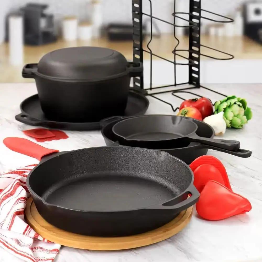 12-piece cast iron cookware set with Dutch oven and skillet in black by HomePacific on Tampa Home & Garden Store