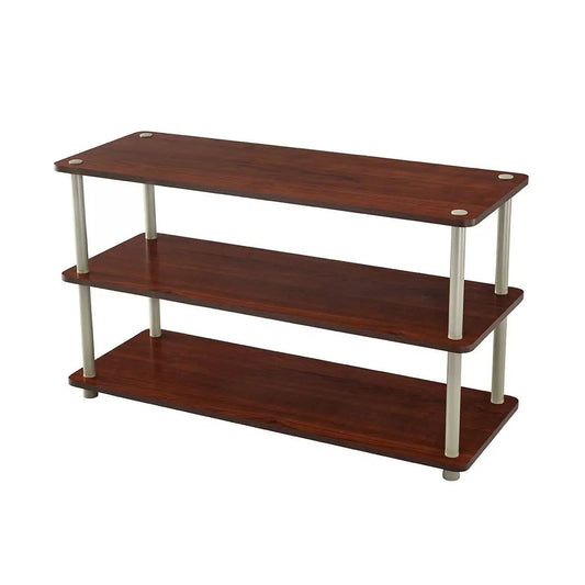 Dark Cherry 3-Shelf shoe rack by HomePacific with silver posts, holds 12 pairs on Tampa Home & Garden Store