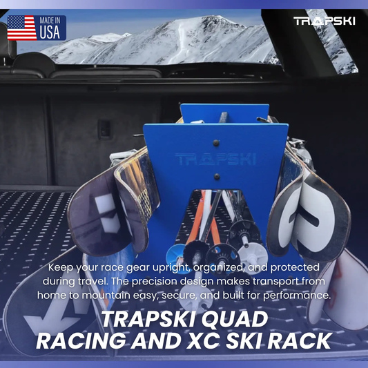 Quad Racing and XC Ski Rack TRAPSKI, blue metal car rack with straps on Tampa Home & Garden Store