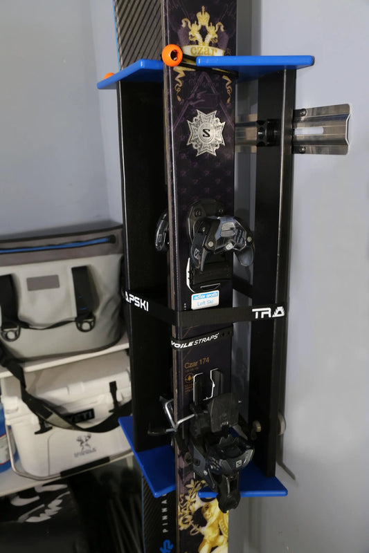 Rack Wall Mount Kit for Ski and Snowboard Storage by TRAPSKI blue arms with orange ends on Tampa Home & Garden Store