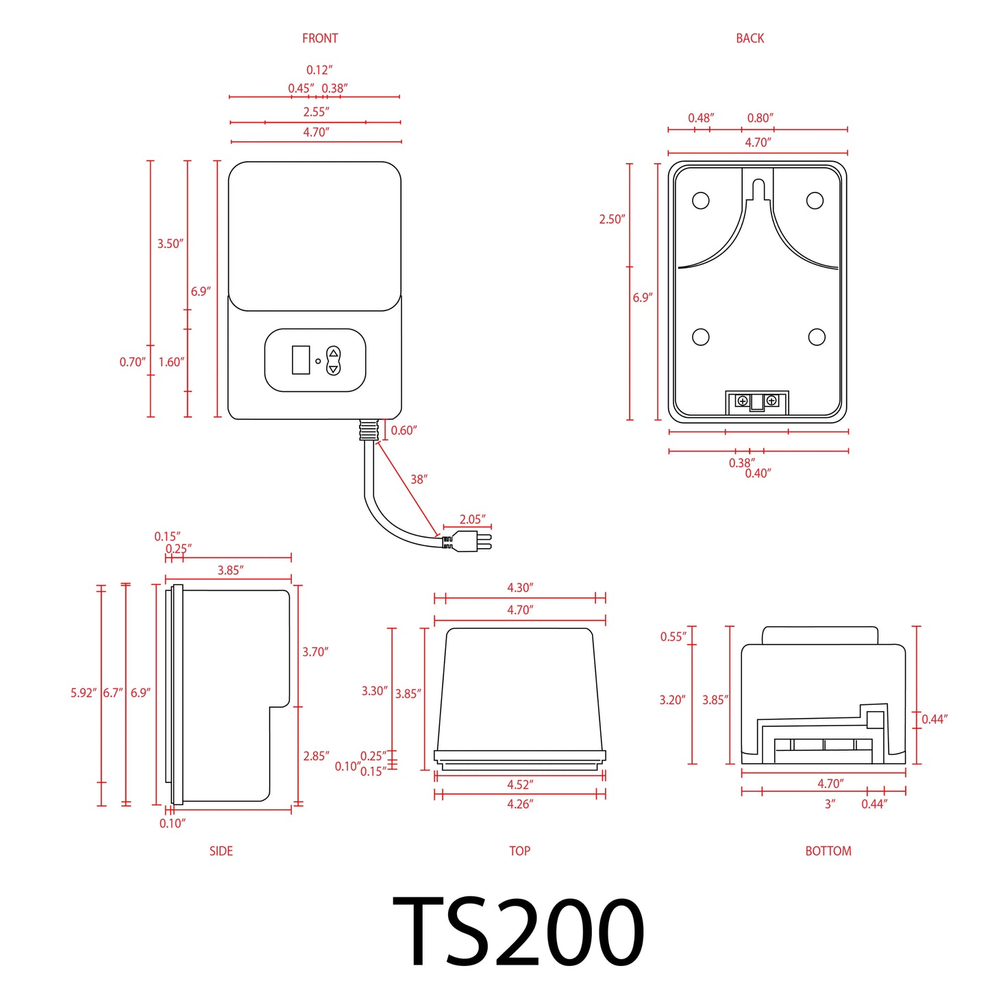 TS200 200W AC 120V Step Down Low Voltage Transformer with Digital Timer IP65 Waterproof