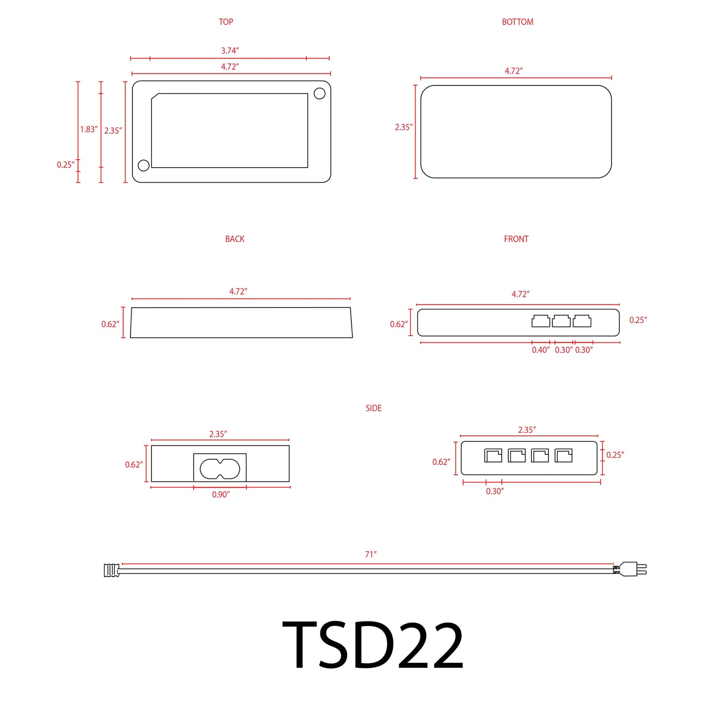 TSDC22 – Transformador de alta resistencia de 12 V CC y 22 W para módulos LED