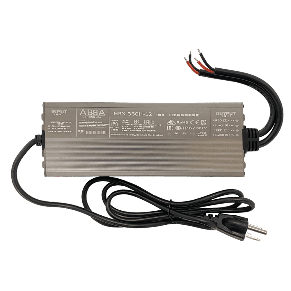 12V DC transformer, IP67, 360W by Kings Outdoor Lighting with input/output cables on Tampa Home & Garden Store