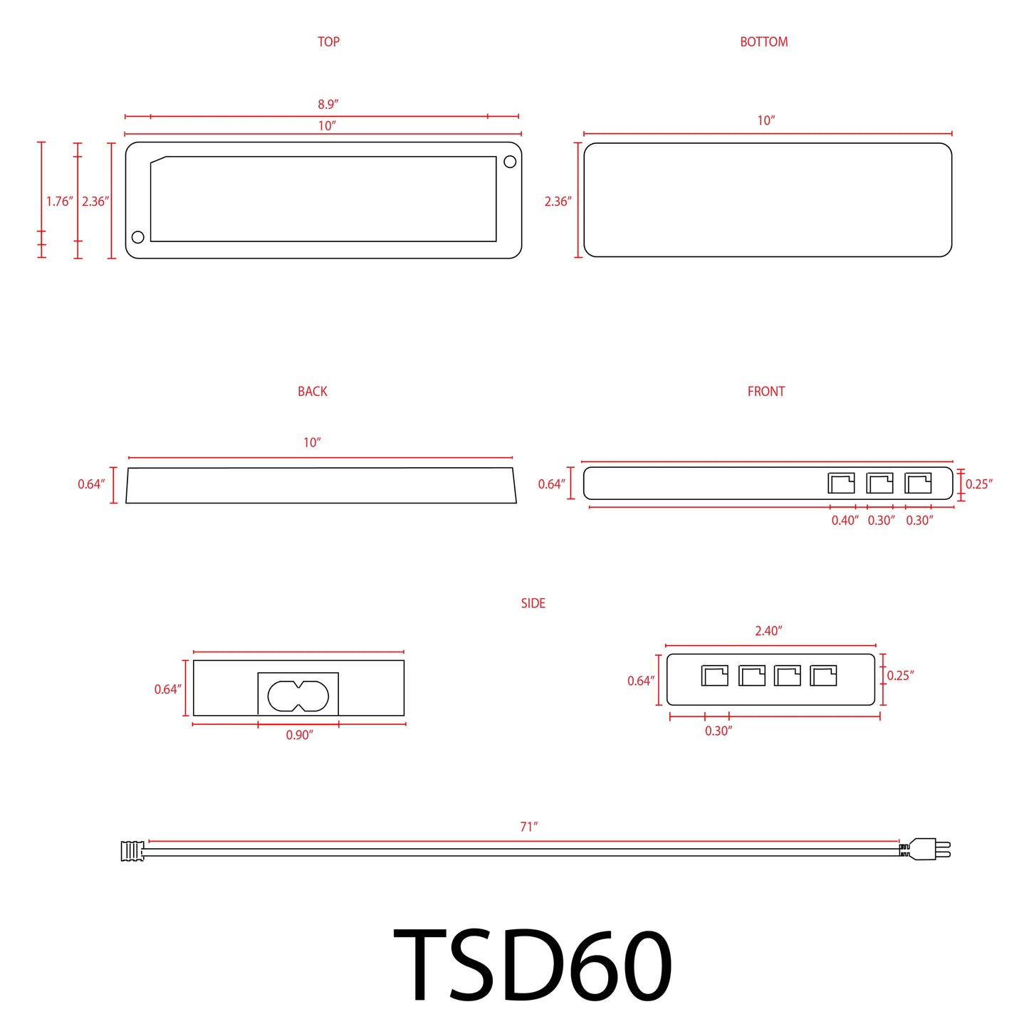 TSDC60 – Transformador de alta resistencia de 12 V CC y 60 W para módulos LED