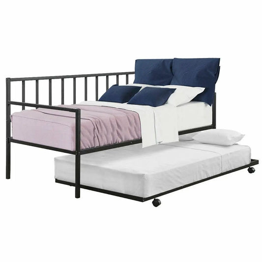 Twin size black metal daybed with roll-out trundle by HomePacific, metal bed frame on Tampa Home & Garden Store