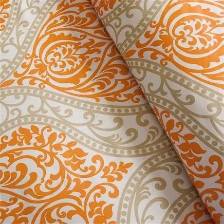 Twin size 4-Piece Orange White Damask Print Comforter Set - Tampa Home & Garden Store