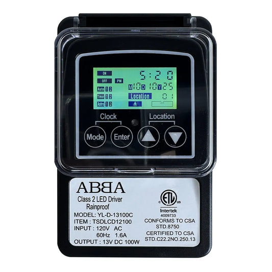 TSPDC100 DC 100W Digital 12V Low Voltage Transformer with Photocell & Timer