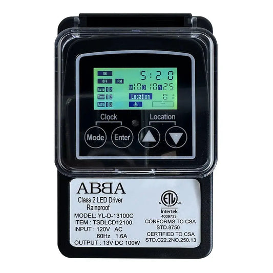 TSPDC100 DC 100W Digital 12V Low Voltage Transformer with Photocell & Timer - Tampa Home & Garden Store
