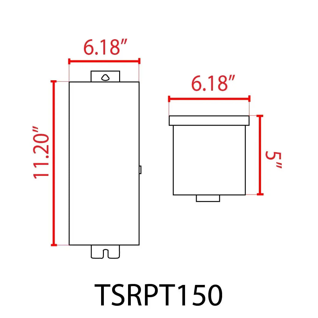 TSRPT150 150W low voltage transformer photocell dual-view illustration on Tampa Home & Garden Store