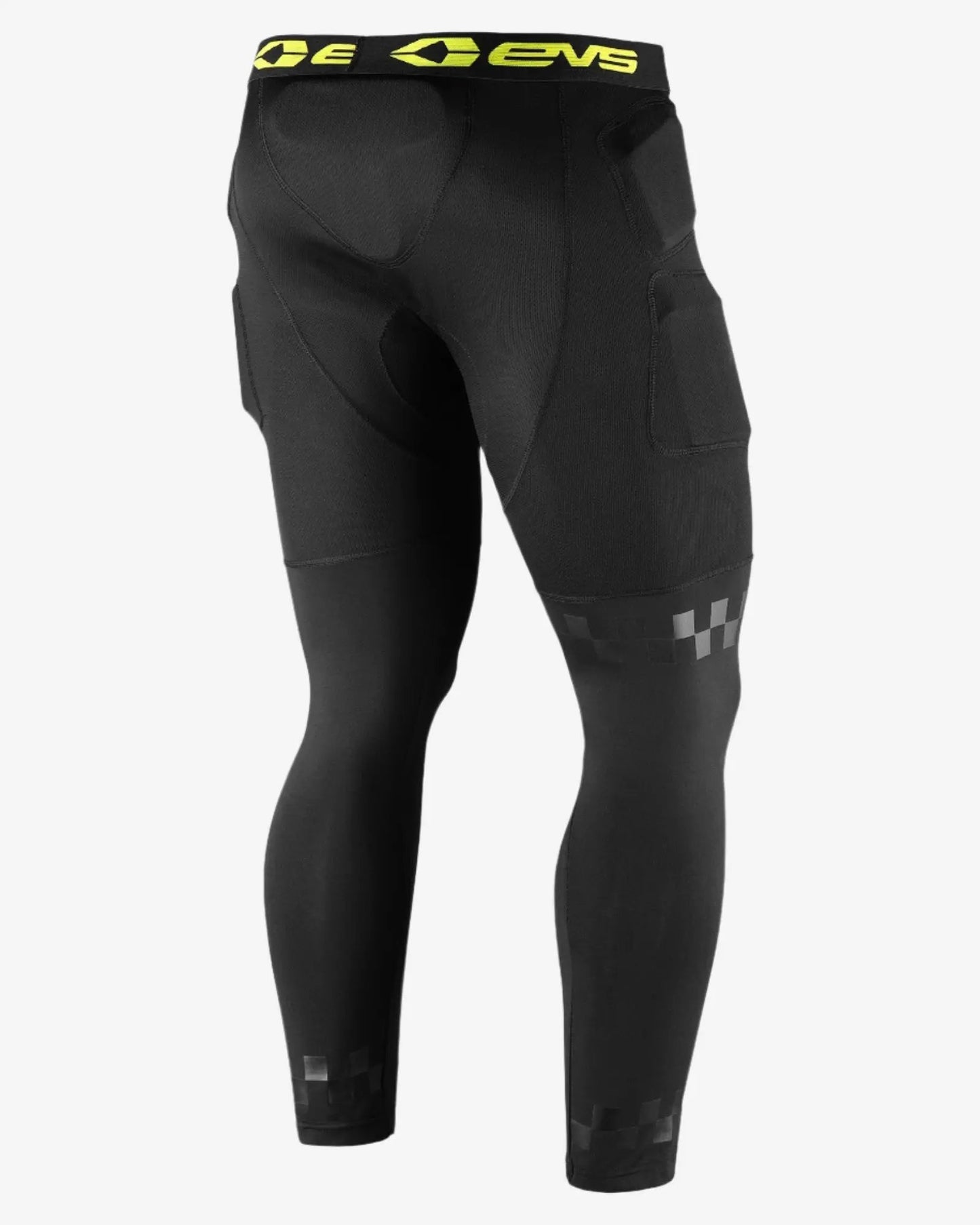 EVS Tug Impact 3/4 Pant Winter black undergear with yellow waistband logo and knee panels on Tampa Home & Garden Store