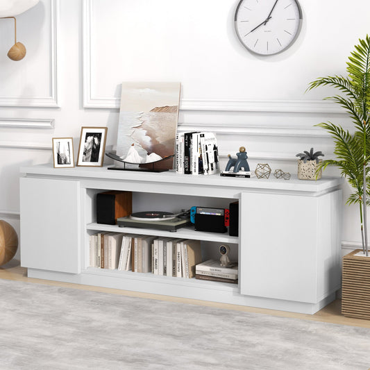 TV Cabinet with 3 Adjustable Shelves and Anti-Tipping Kits for TVs up to 80 Inch-White - Tampa Home & Garden Store
