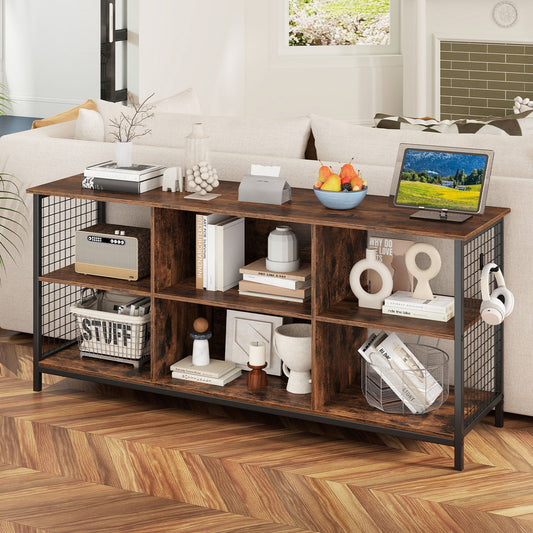 TV Stand for 65 Inch TVs-Rustic Brown and Black - Tampa Home & Garden Store