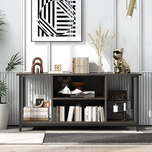 3 Tier TV Stand with USB Power Outlet and adjustable shelf in dark wood by DirectDeals on Tampa Home & Garden Store