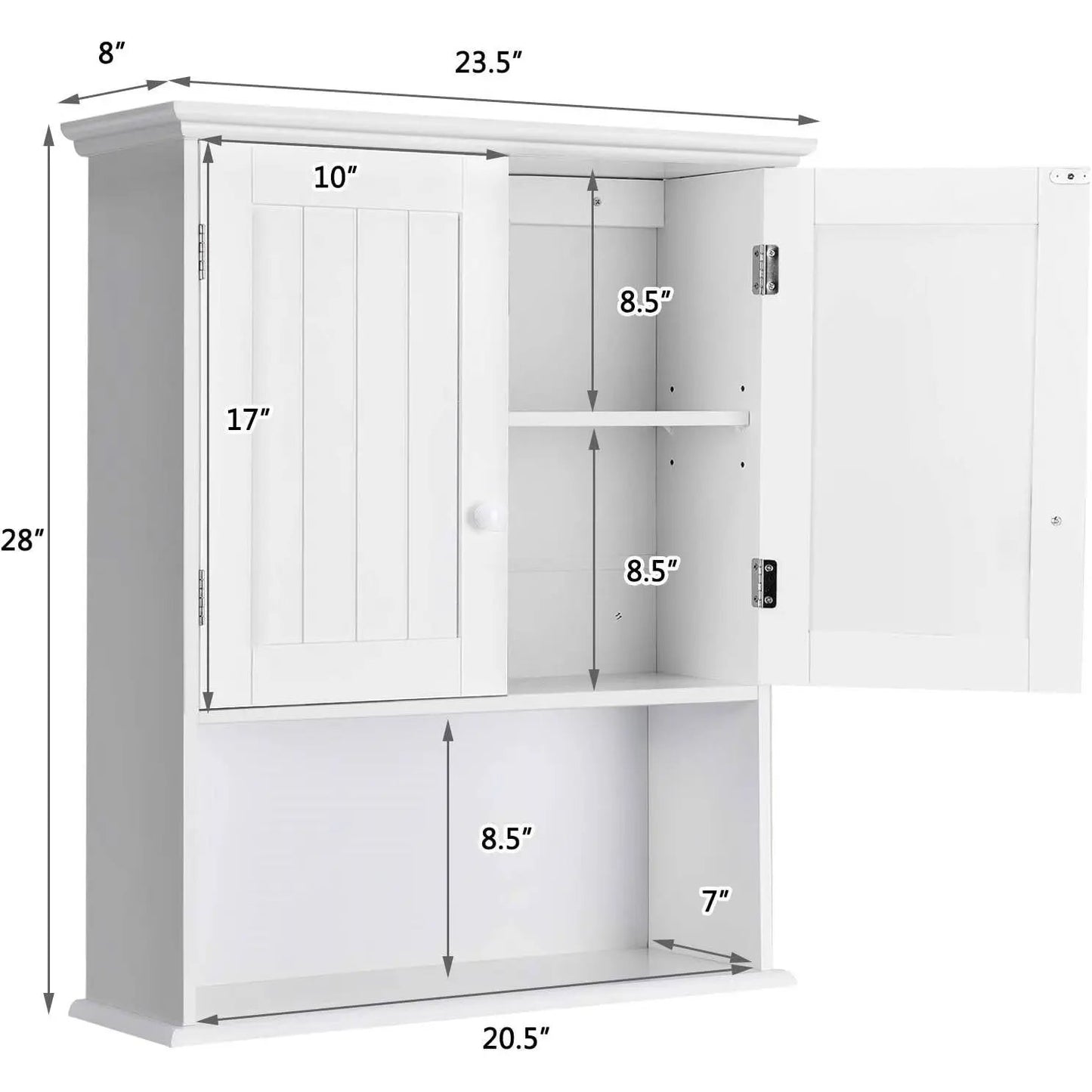 Bathroom Wall Mount Medicine Cabinet with Open Storage Shelf in White - Tampa Home & Garden Store
