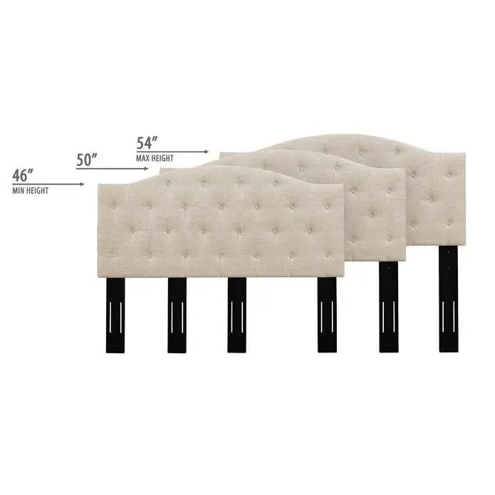 Twin Size Beige Fabric Upholstered Button-Tufted Adjustable Height Headboard - Tampa Home & Garden Store