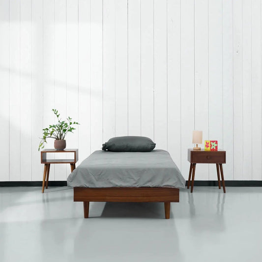 Twin Size Mid-Century Modern Platform Bed Frame in dark wood finish by HomePacific on Tampa Home & Garden Store