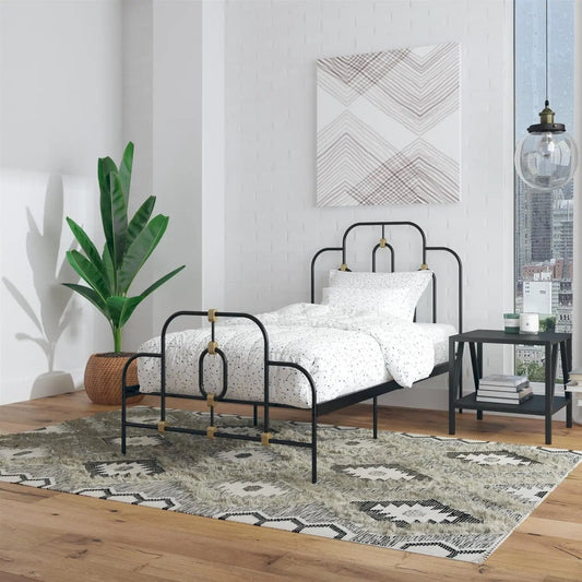 Twin Size Farmhouse Platform Bed with Adjustable Height in black metal HomePacific on Tampa Home & Garden Store