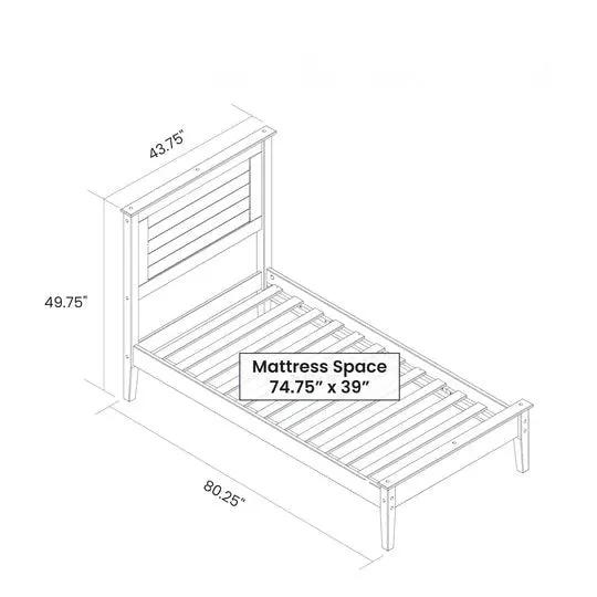 Twin Size Coastal Dorm Farmhouse Solid Pine Wood Platform Bed in Rustic Grey - Tampa Home & Garden Store