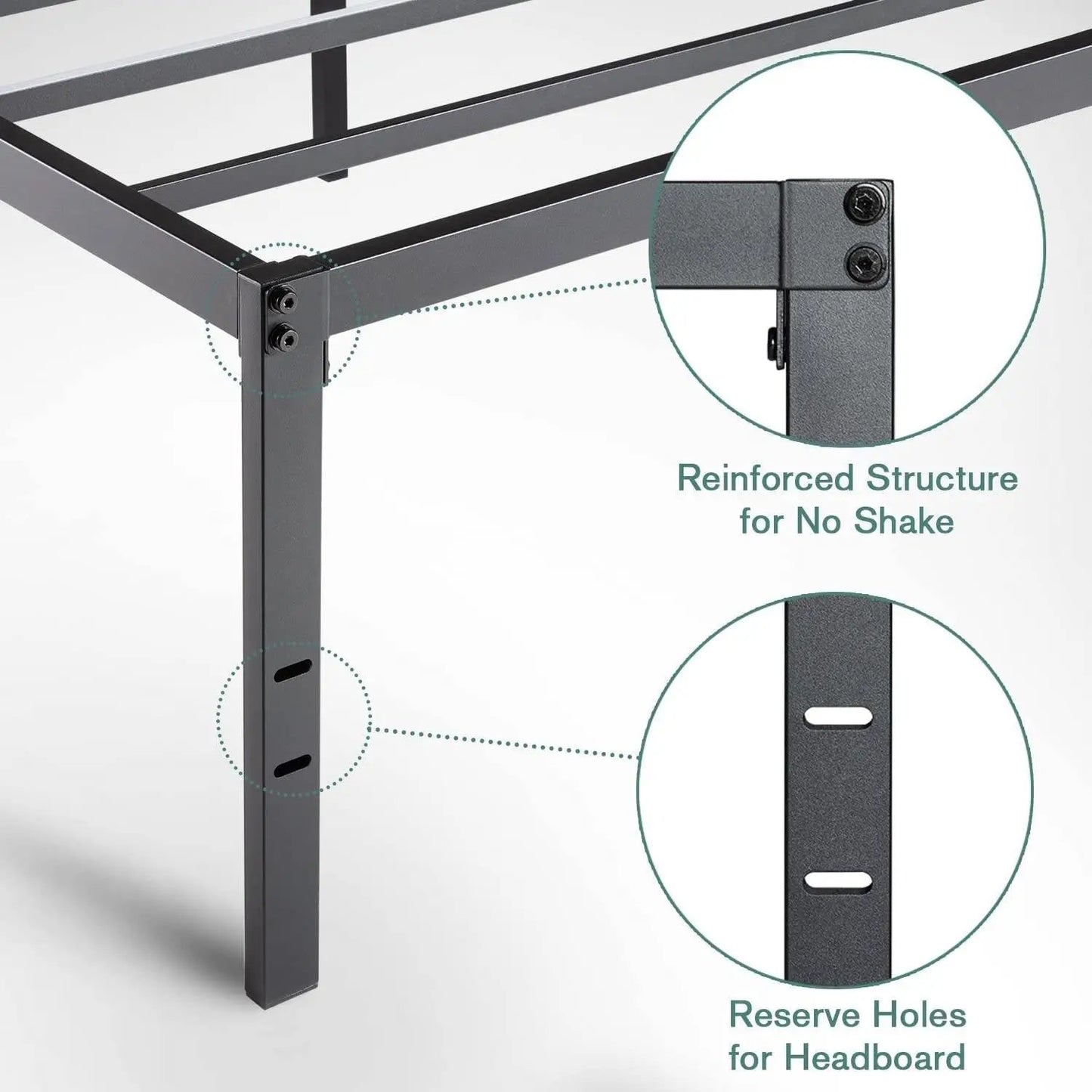 Twin 18-inch High Metal Platform Bed Frame with Under-bed Storage Space - Tampa Home & Garden Store