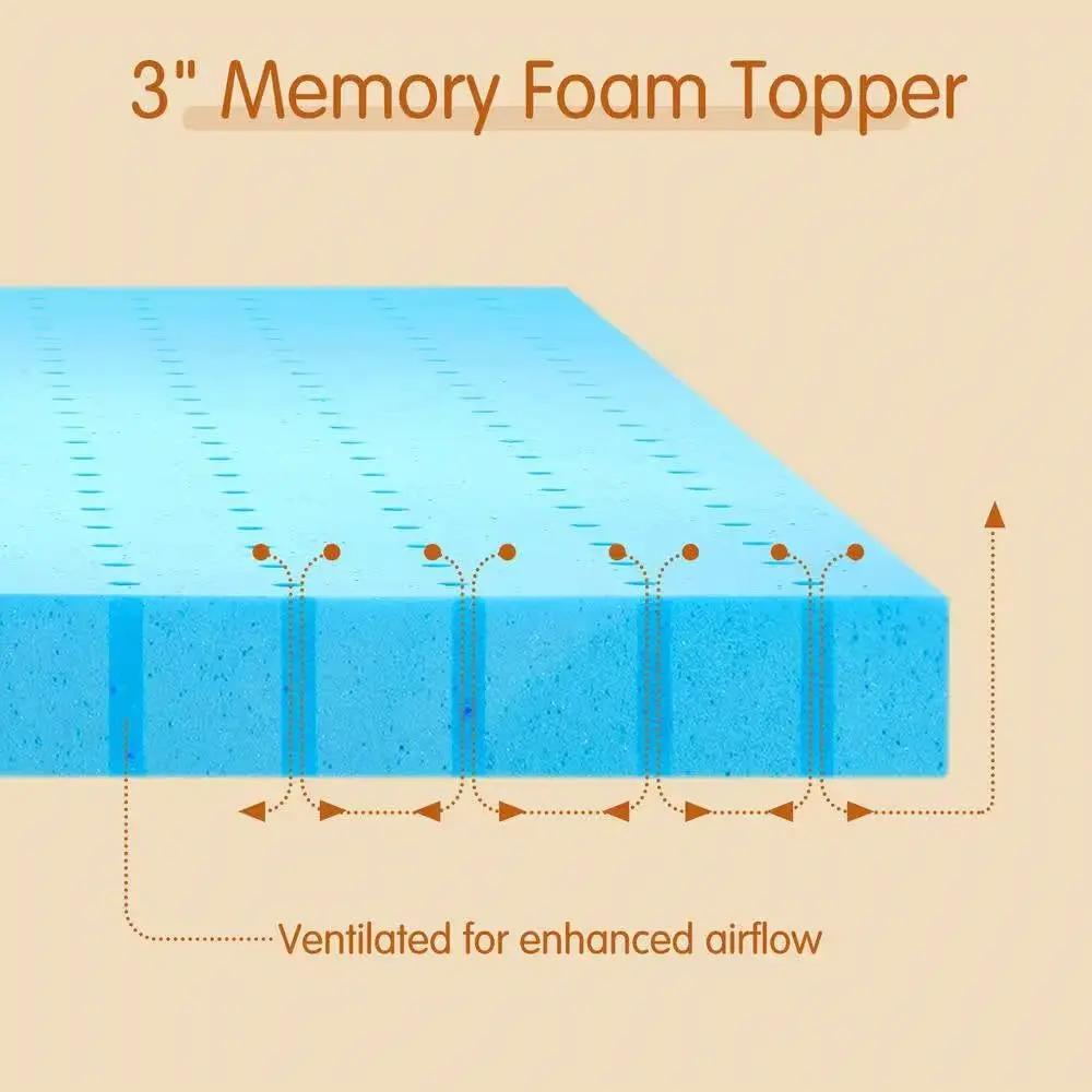 Twin size 3-inch Thick High Density Memory Foam Mattress Topper - Tampa Home & Garden Store