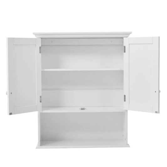 White wall mounted bathroom cabinet by HomePacific with interior shelf and double doors on Tampa Home & Garden Store