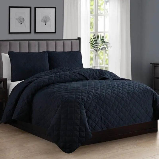 Navy Blue Twin XL Quilt Set Microfiber Reversible with diamond quilting on Tampa Home & Garden Store