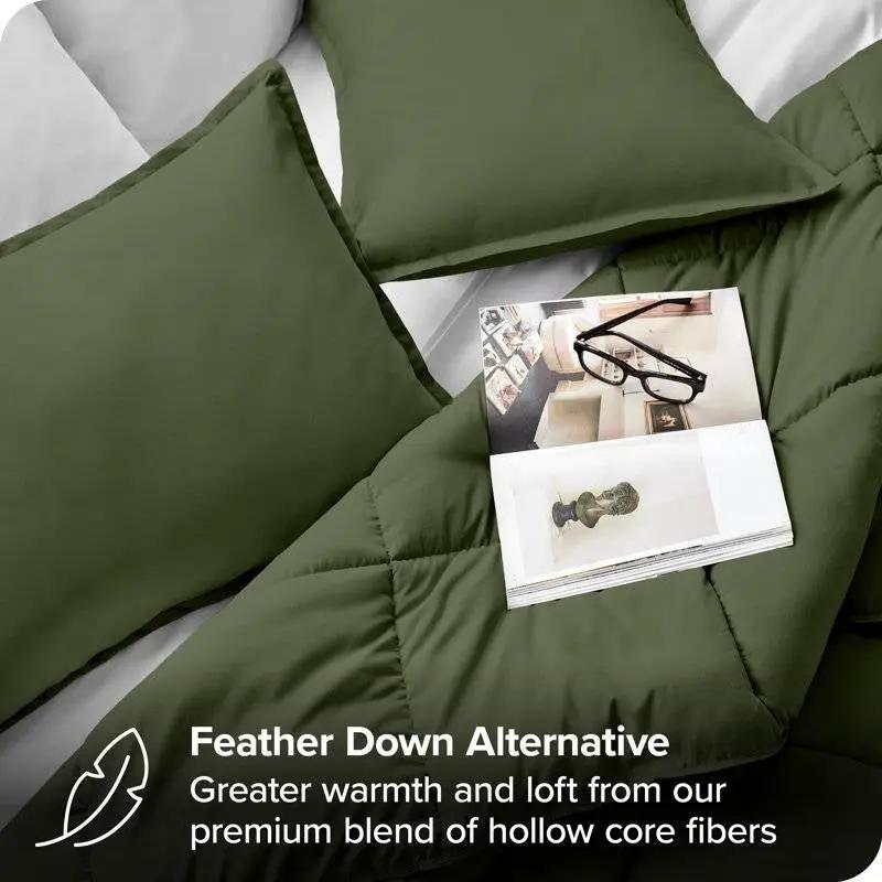 Twin/Twin XL size Super Soft Down Alternative Comforter Set in Olive Green - Tampa Home & Garden Store
