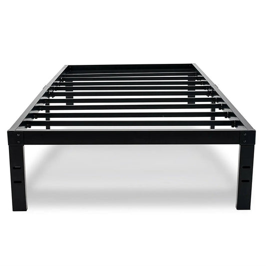 Twin XL heavy-duty black metal platform bed frame with slatted support for college dorms on Tampa Home & Garden Store