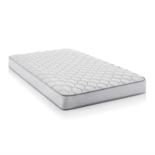 Twin XL 6-inch steel coil innerspring mattress, medium firm, white quilted with gray sides on Tampa Home & Garden Store