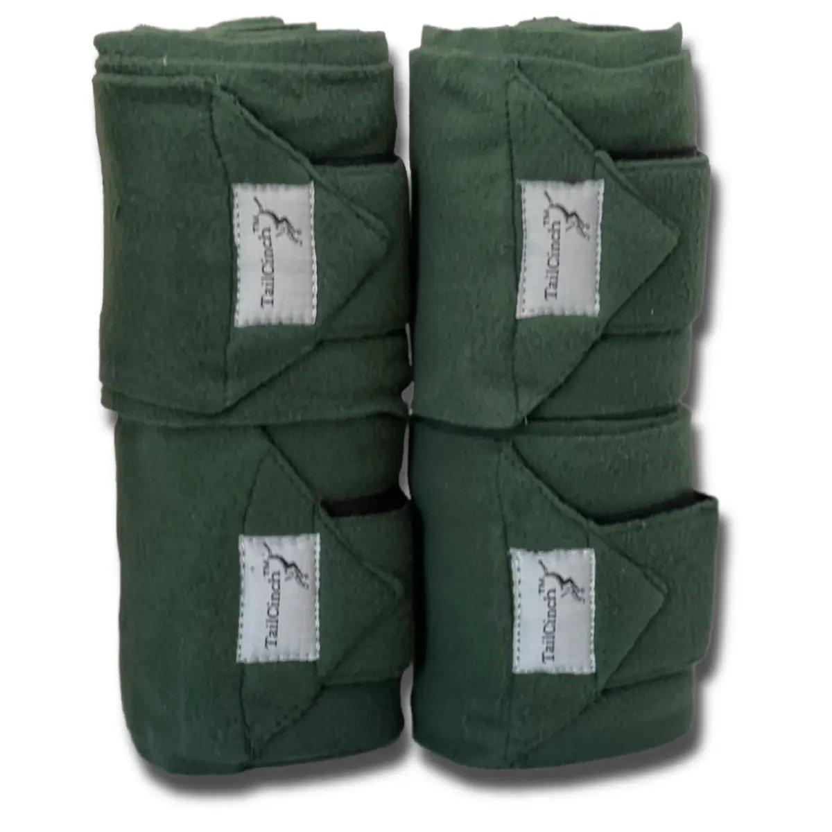 TailCinch Polo Wraps for horses soft green fleece 4-pack with white logo labels on Tampa Home & Garden Store