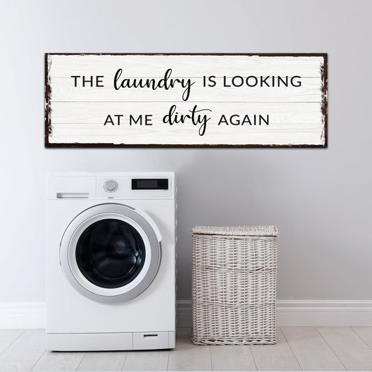 Dirty Laundry Sign III canvas decor with whitewashed wood, black script by Tailored Canvases on Tampa Home & Garden Store