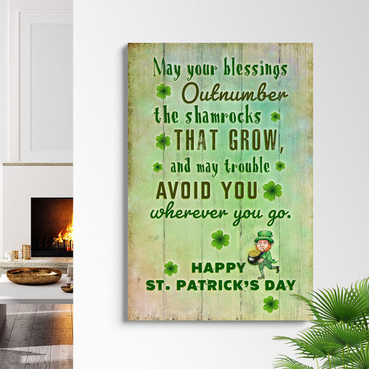 St Patrick's Day Blessings Sign canvas with lettering and shamrocks Tailored Canvases on Tampa Home & Garden Store