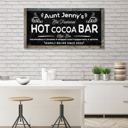Family Recipe Old Fashioned Hot Cocoa Sign II canvas with Aunt Jenny's chalkboard art on Tampa Home & Garden Store