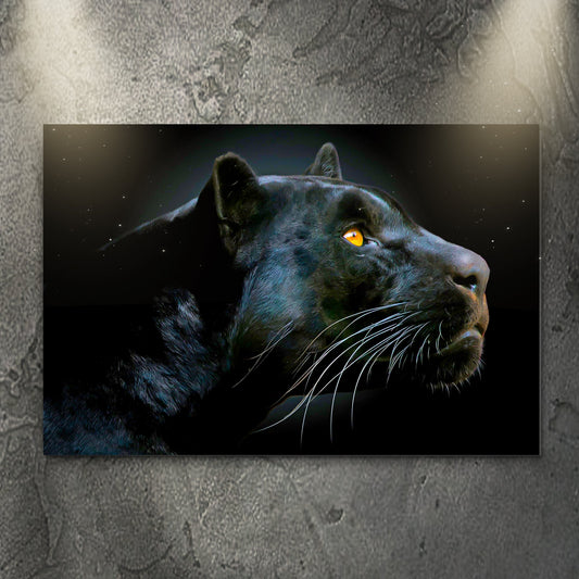 Black Panther Head canvas wall art by Tailored Canvases; black feline artwork on Tampa Home & Garden Store