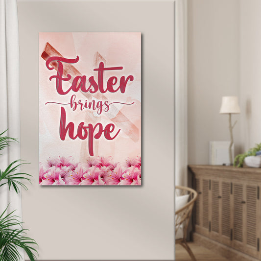 Easter Brings Hope Sign canvas wall art in pink with floral bottom on Tampa Home & Garden Store