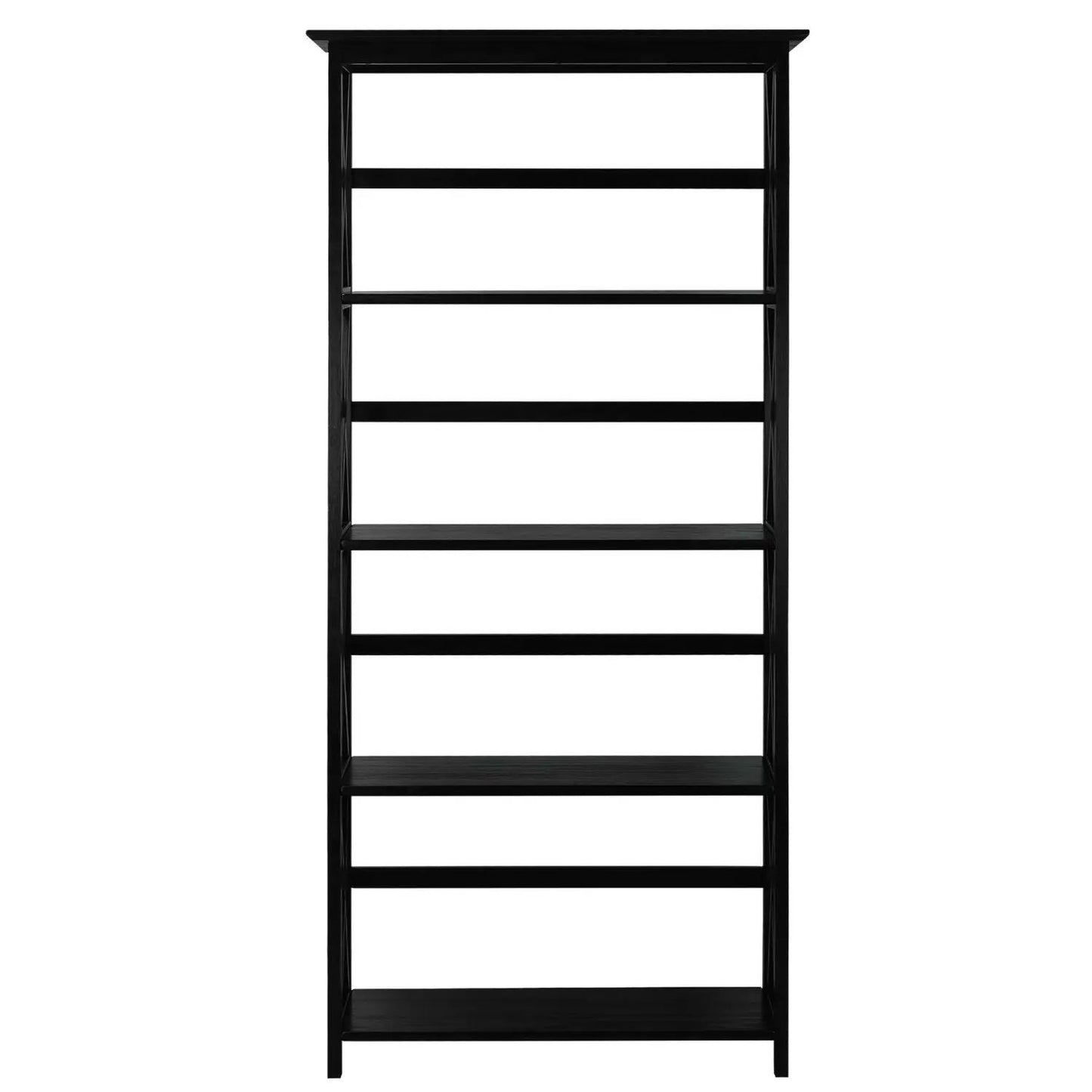 Tall 5-tier bookcase in black wood finish, HomePacific brand, living room storage on Tampa Home & Garden Store