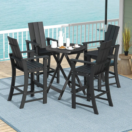 Tall Adirondack Bar Stool with Ergonomic Backrest, black set of four DirectDeals bar stools on Tampa Home & Garden Store