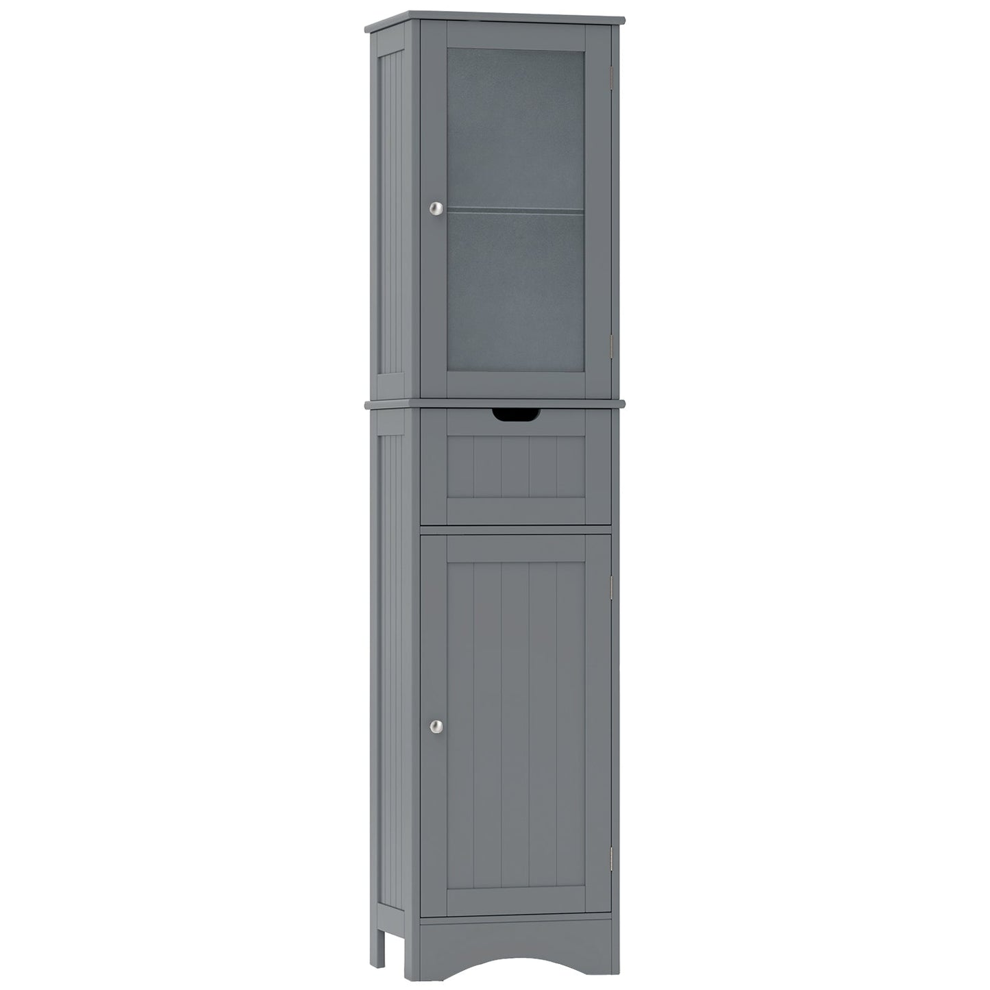 Armario de Almacenamiento Alto para Baño con 2 Puertas y 1 Cajón - Negro