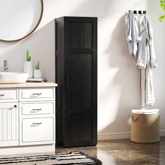 DirectDeals black tall storage cabinet with 4 shelves for bathroom in a modern setting on Tampa Home & Garden Store