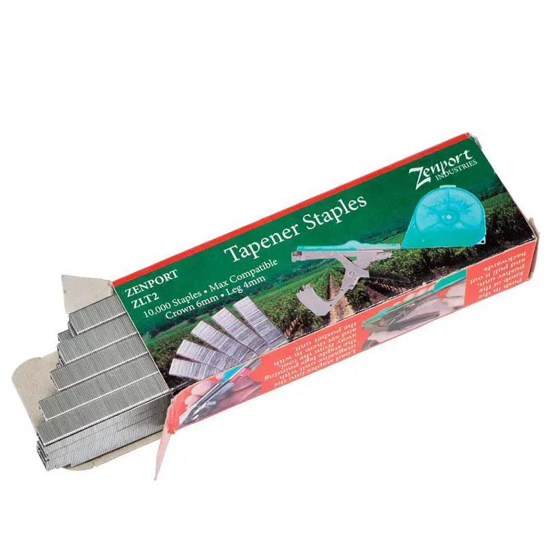 Tapener Staples 6mm crown, 4mm leg; 10,000/bx in Zenport box for plant supports on Tampa Home & Garden Store