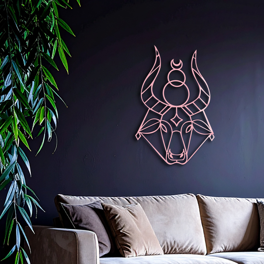 Taurus Zodiac Metal Wall Art – Geometric Bull Head Astrology Home Decor - KAFGP142 - Tampa Home & Garden Store