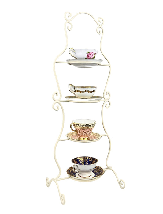 TeaCup Display Stand. Vintage Design 4 Tier Metal Display Rack. Store, Cafe or home decor. Tea party decoration. - Tampa Home & Garden Store