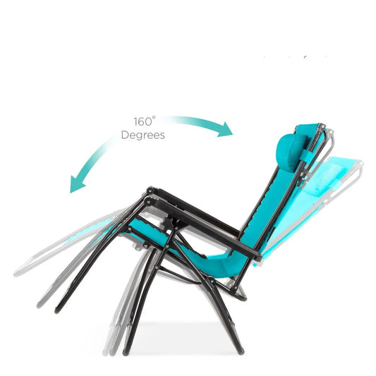 Teal Blue Zero Gravity Folding Reclining Patio Lounge Chair with Canopy - Tampa Home & Garden Store