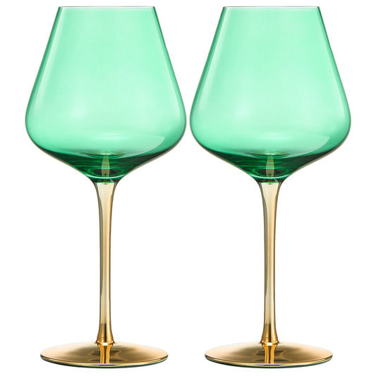 Deco Stemmed Wine Glasses Set of Two Clear
