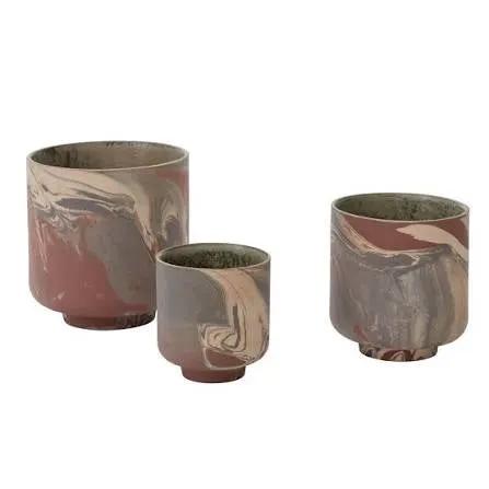 Tedros ceramic cooking pot trio for everyday meals in pink gray taupe marbled glaze on Tampa Home & Garden Store