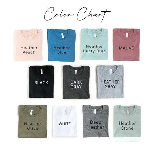 Tell Your Dog I Said Hi T-shirt color chart with Heather Blue, Peach, Mauve, Black, White on Tampa Home & Garden Store