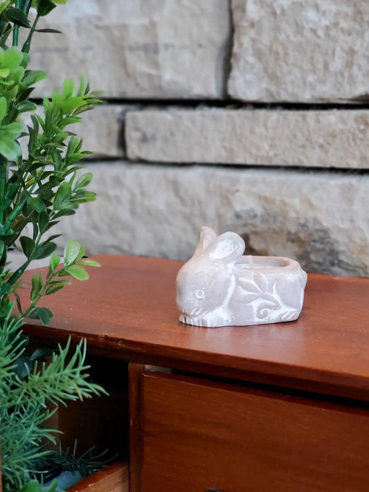 Terracotta rabbit tea light candle holder handmade by KORISSA on Tampa Home & Garden Store