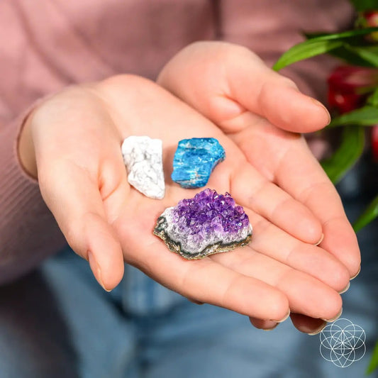 Anti-Anxiety Trio Stones for Calm Breathing; white blue purple crystals Conscious Items on Tampa Home & Garden Store